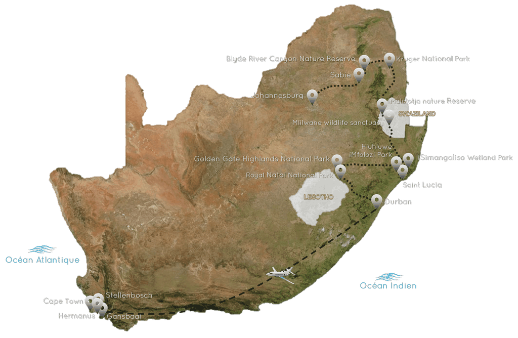 Itinéraire Afrique du sud