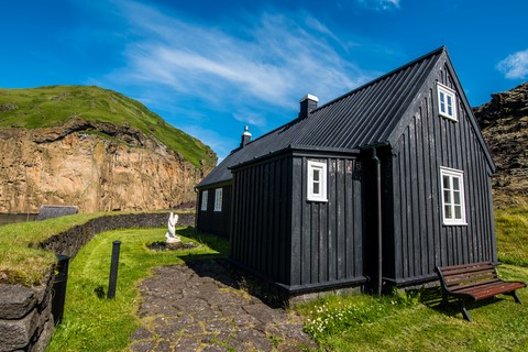 Fort Skansinn et eglise Heimaey stage church Vestmannaeujar Iles vestmann Islande Iceland