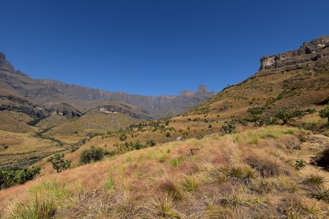 Départ Tugela Gorge trail Drakensberg Royal Natal Amphiteatre