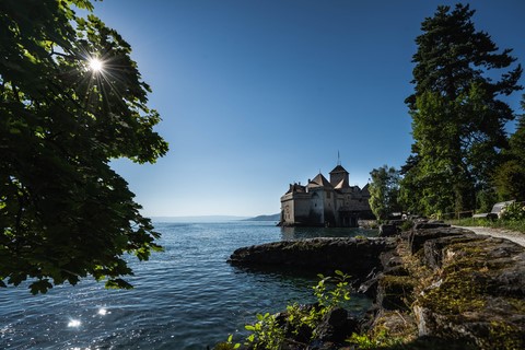 Vue du Château de Chillon Lac léman Montreux Suisse