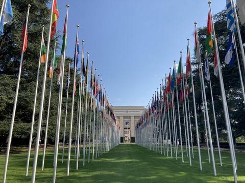 Palais des nations unies et broken chair Genève Suisse